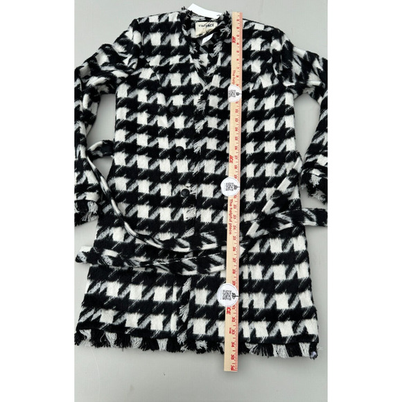 L' Agence Houndstooth print trench coat jacket black & white Sz. 8 New with tags - Picture 13 of 15